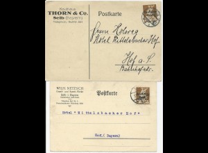 DR 1921, 2 Firmen Vordruckkarten v. Selb, je m. 40 Pf. n. Hof. #1236
