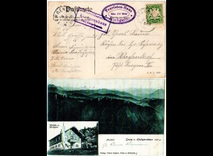 Bayern 1906, Posthilfstelle HOCHGERNHAUS Taxe Unterwessen auf sw-AK m. 5 Pf.
