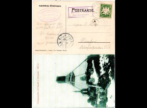 Bayern 1906, Posthilfstelle HOCHGERNHAUS Taxe Unterwessen auf AK m. 5 Pf.