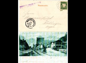 Bayern 1901, L1 Hallthurm bei Bad Reichenhall auf AK m. 5 Pf. u. Bahnpost Stpl.