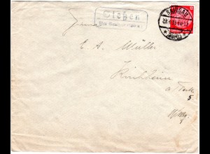 DR 1935, Landpost Stpl. SIESSEN über Saulgau auf Brief m. 12 Pf.