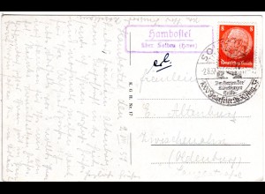 DR 1937, Landpost Stpl. HAMBOSTEL über Soltau auf Karte m. 8 Pf.