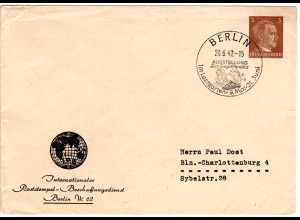 DR 1942, 3 Pf. Privat Ganzsache Brief m. Berlin Sovjet Paradies Sonderstempel