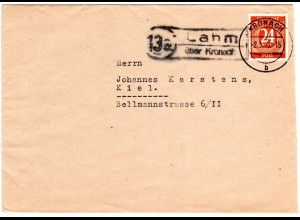 1946, Landpost Stpl. 13a LAHM über Kronach auf Brief m. 24 Pf.