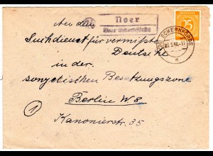1948, Landpost Stpl. 24 NOER über Eckernförde auf Suchdienst Brief m. 25 Pf.
