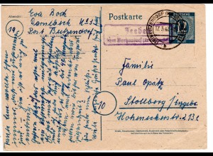 1947, Landpost Stpl. JEEBEN über Beetzendorf auf 12 Pf. Ganzsache
