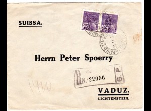Brasilien 1935, Paar 700 R. auf Einschreiben Brief v. Sao Paulo n. Liechtenstein