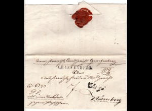 Bayern 1843, L1 GRAEFENBERG u. Chargé auf schönem Brief n. Nürnberg.