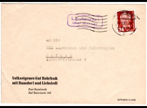 DDR 1953, Landpost Stpl. LAUTENTHAL über Weimar auf VEB Brief m. 24 Pf.