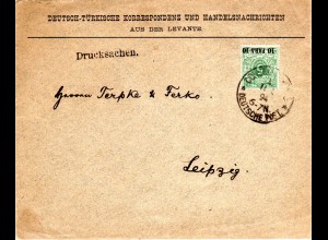DP Türkei 1894, EF 10 Pa./5 Pf. auf Vordruck Drucksache Brief v. Constantinopel 