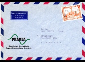 Peru 1965, EF 4,60 S Inka Sonnen Observatorium auf Luftpost Brief n. Deutschland