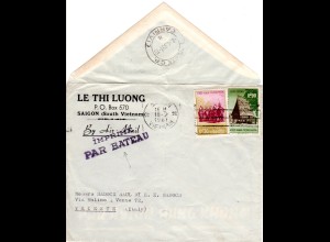 Vietnam 1961, Imprimé Par Bateau auf Drucksache m. 2 Marken v. Saigon n. Italien
