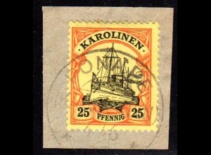 Karolinen 11, 25 Pf. auf schönem Briefstück m. Stpl. PONAPE.