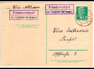 DDR 1959, Landpost Stpl. FRIEDERSDORF über Königsbrück auf 10 Pf. Ganzsache