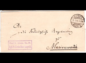 DR 1894, Frei lt Avers No.21 Kreis-Bau-Insp. auf Brief v. KONITZ n. Marienwerder