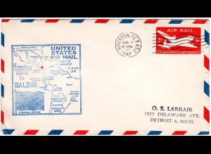 USA 1948, 5 C. Ganzsachenumschlag als Erstflug Brief Houston-Balboa Canal Zone