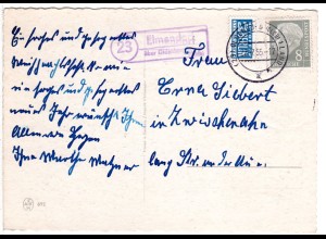 BRD 1955, Landpost Stpl. 23 ELMENDORF über Oldenburg auf Karte m. 8 Pf. Heuss.