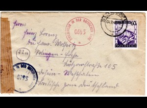 Österreich 1947, 60 G. auf Brief v. Klagenfurt m. versch. Zensur Stempeln