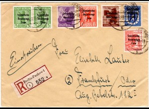 SBZ 1948, 7 Marken auf portorichtigem Einschreiben Brief v. Berlin-Pankow