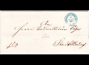 Braunschweig 1865, K2 BRAUNSCHWEIG klar auf schönem Brief n. Stadtoldendorf