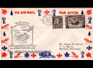Canada 1933, CHARLOTTETOWN-GRINDSTONE ISLAND 1st.-Flight cover with 2+6/5 C.