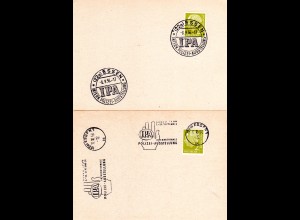 BRD 1965, 2 versch. Sonderstpl. Essen Int. Polizei Ausstellung auf 2 Karten.