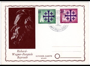 1961, Sonderkarte Richard Wagner Festspiele Bayreuth m. entpr. Sonderstempel