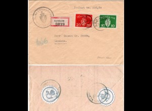 Norwegen 1943, 10+20 öre Dienst auf Wert Brief v. Sandane m. Postoblat-Siegeln