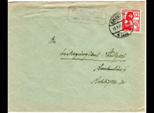 DR 1937, Landpoststpl. STRÜMPFELBACH über Backnang auf Brief m. 12 Pf.