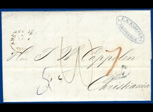 Niederlande 1860, Porto Brief v. Amsterdam n. Norwegen via Hamburg. #S339