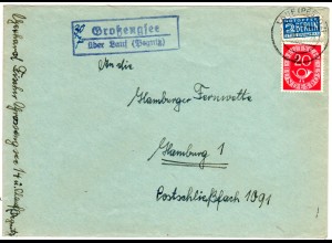 BRD 1951, Landpost Stempel GROSSENGSEE über Lauf klar auf Brief m. 20 Pf. 