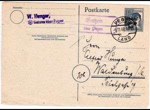 SBZ 1948, Landpost Stempel GATZEN über Pegau auf 12 Pf. Ganzsache 