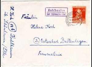 1947, Landpost Stempel KUHLHAUSEN über Schoenhausen auf Brief m. 24 Pf.