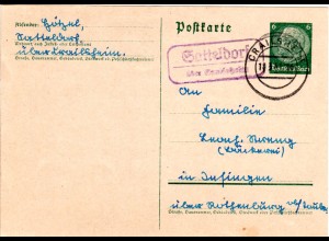DR 1941, Landpoststempel Satteldorf über Crailsheim auf 6 Pf. Ganzsache 