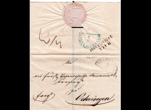 Bayern 1841, HKS ROTHENBURG (ohne a/T!) auf Franko Brief n. Württemberg.