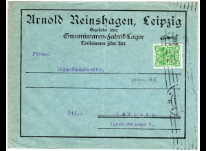 DR 1923, EF 40 Mk. m. Firmenlochung auf Orts-Brief v- Leipzig.