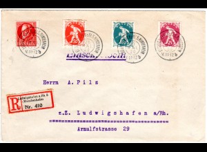 Bayern 1920, 15 Pf. lebhaftkarmin R-Brief v. Ludwigshafen-Mundenheim. Geprüft
