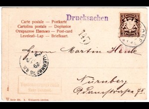 Bayern 1903, Posthilfstelle VESTENBERGSGREUTH Taxe Uehlfeld auf Karte m. 3 Pf.