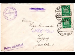 DR 1925, 2x5 Pf. auf Brief d. Mechaniker-Zwangs-Innung m. Sonderstpl. v. Kamenz