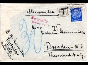 DR 1935, L2 Nachgebühr Dresden N8 auf Monte Pascal Schiffspost Brief m. 25 Pf.