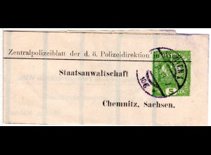 Österreich 1919, Zentralpolizeiblatt Streifband Ganzsache v. Wien n. Sachsen