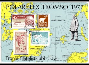 Norwegen 1977, Polarfilex Tromsö Minneblokk des Troms Filatelistklubb 