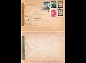Österreich 1947, 5 Marken auf Brief m. 2 versch. Zensuren v. St. Andrä i.d. CH
