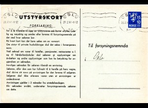 Norwegen 15+10 öre Rationierungs Ganzsache f. Haushaltswaren, gebr. 1941 v. Oslo
