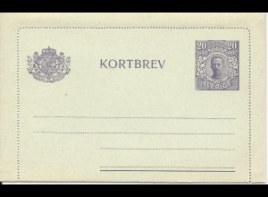 Schweden K20, sauber ungebr. 20 öre violett Kartenbrief