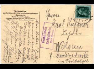 Bayern 1912, Posthilfstelle KRÖGELSTEIN Taxe Wonsees auf Karte m. 5 Pf.