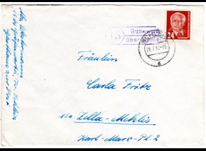 DDR 1952, Landpost Stpl. 15 GRÄFENWARTH über Schleiz auf Brief m. 24 Pf.
