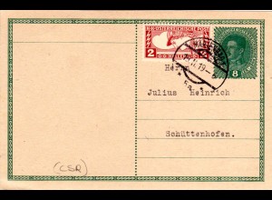 Tschechoslowakei 1919, alte Österreich Ganzsache m. Zusatzfrankatur v. Marienbad