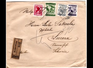 Österreich 1928, 4 Marken auf Einschreiben Brief v. KORNEUBURG i.d. Schweiz