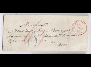 NL Schweiz 1866, Utrecht in rot auf Franco Brief nach Bern. #1321